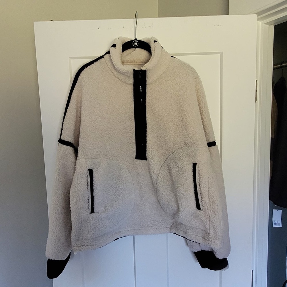 White and Black Fleece Pullover